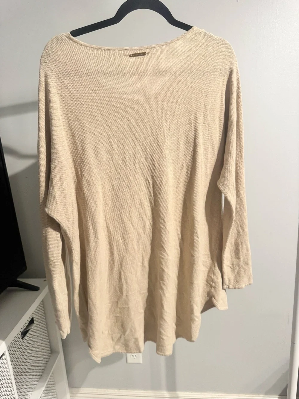 Michael Kors Beige Long-Sleeve Scoop Neck Top